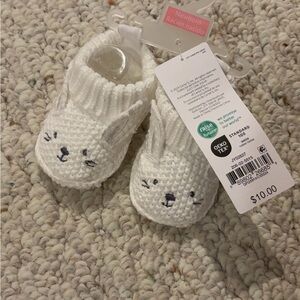 Carters Newborn White Knitted Baby Booties